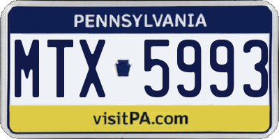 PA license plate MTX5993