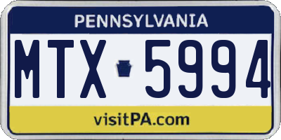 PA license plate MTX5994