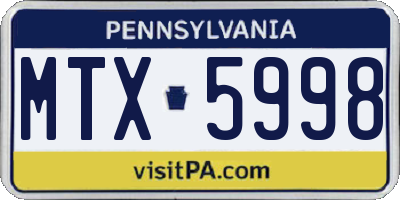 PA license plate MTX5998