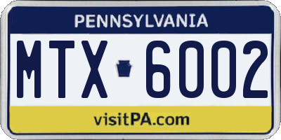 PA license plate MTX6002