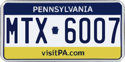 PA license plate MTX6007