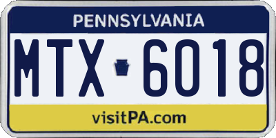 PA license plate MTX6018