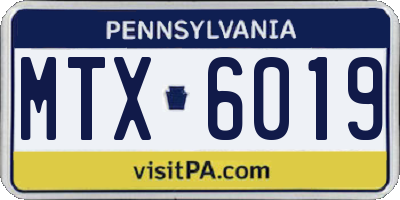 PA license plate MTX6019