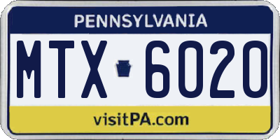 PA license plate MTX6020