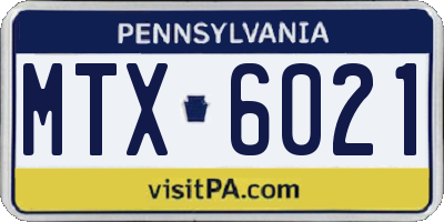 PA license plate MTX6021