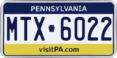 PA license plate MTX6022