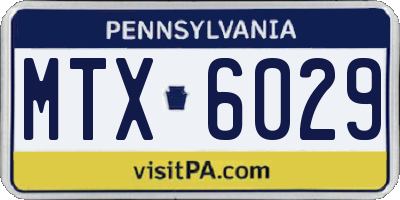 PA license plate MTX6029