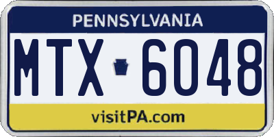 PA license plate MTX6048