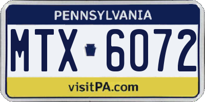 PA license plate MTX6072