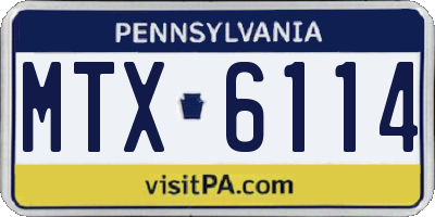PA license plate MTX6114
