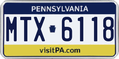 PA license plate MTX6118