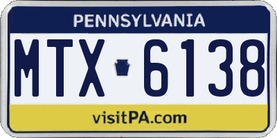 PA license plate MTX6138