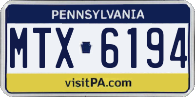 PA license plate MTX6194