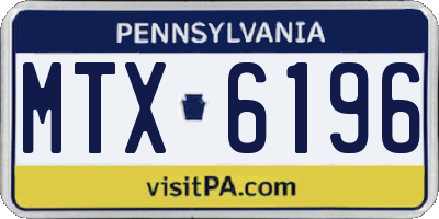 PA license plate MTX6196