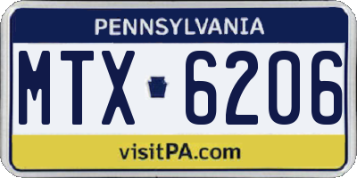 PA license plate MTX6206