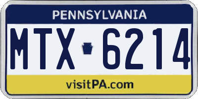PA license plate MTX6214