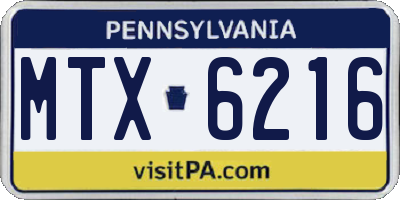 PA license plate MTX6216