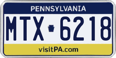 PA license plate MTX6218