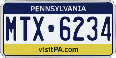 PA license plate MTX6234
