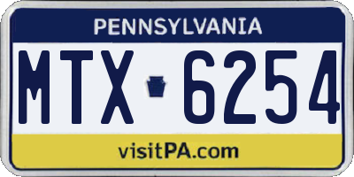 PA license plate MTX6254