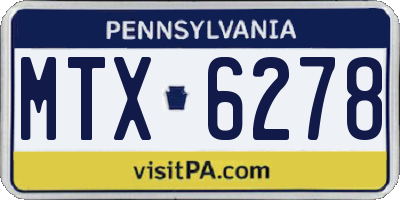 PA license plate MTX6278