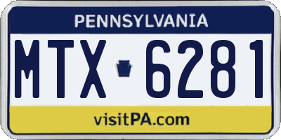 PA license plate MTX6281