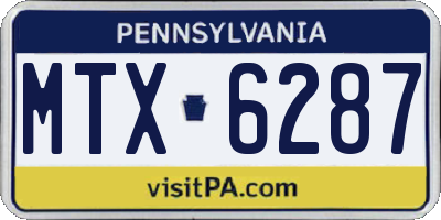 PA license plate MTX6287
