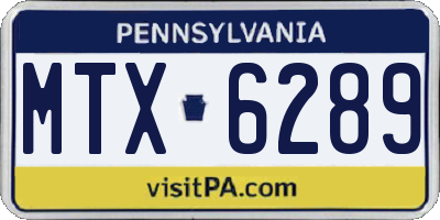 PA license plate MTX6289
