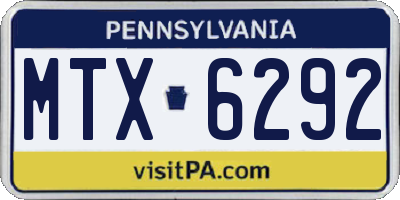 PA license plate MTX6292