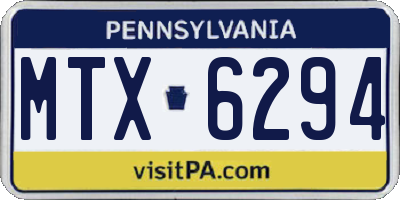 PA license plate MTX6294