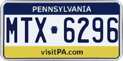 PA license plate MTX6296