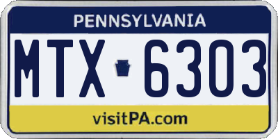 PA license plate MTX6303