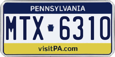 PA license plate MTX6310