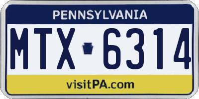 PA license plate MTX6314