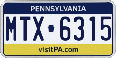 PA license plate MTX6315