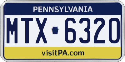 PA license plate MTX6320