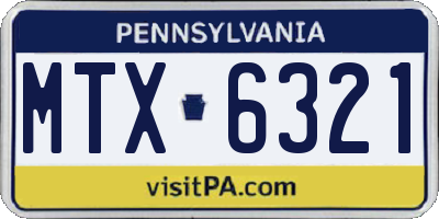 PA license plate MTX6321