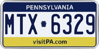 PA license plate MTX6329