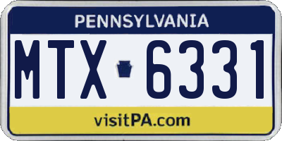 PA license plate MTX6331