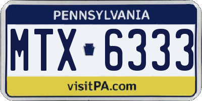 PA license plate MTX6333