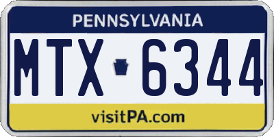 PA license plate MTX6344