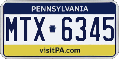 PA license plate MTX6345