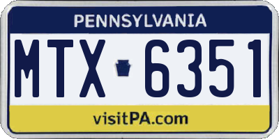 PA license plate MTX6351
