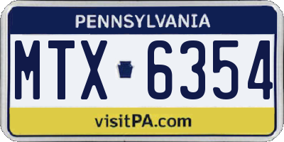 PA license plate MTX6354