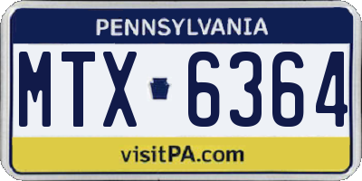 PA license plate MTX6364