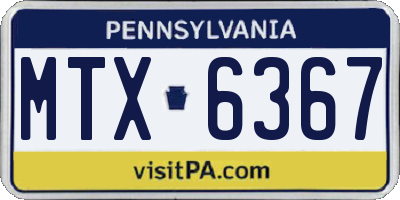 PA license plate MTX6367