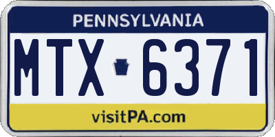 PA license plate MTX6371