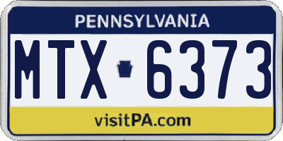 PA license plate MTX6373