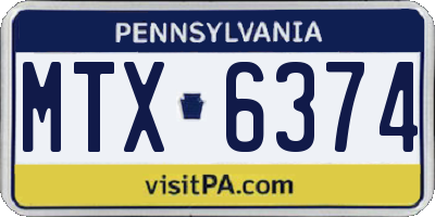 PA license plate MTX6374