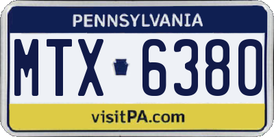 PA license plate MTX6380